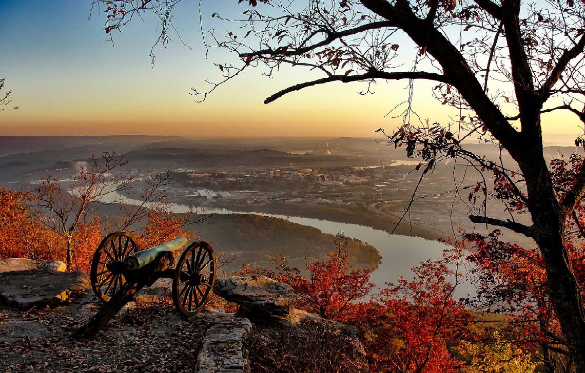 Blick auf Chattanooga von den Appalachen